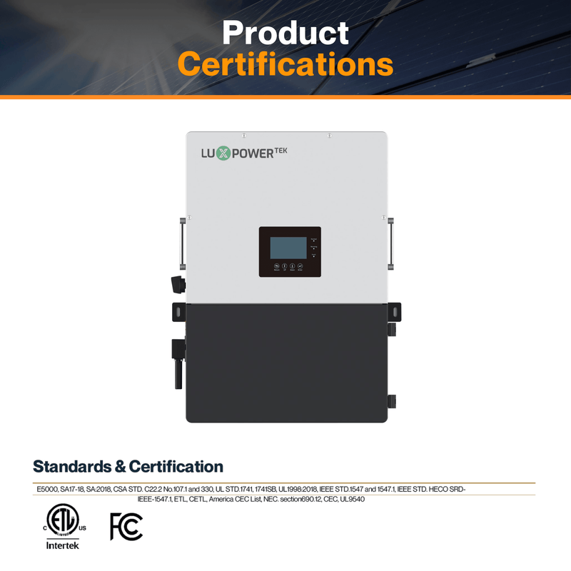 Luxpower LXP-LB-US 8k Hybrid Inverter - 48V 120/240V Split Phase | UL, CEC & CSA Approved