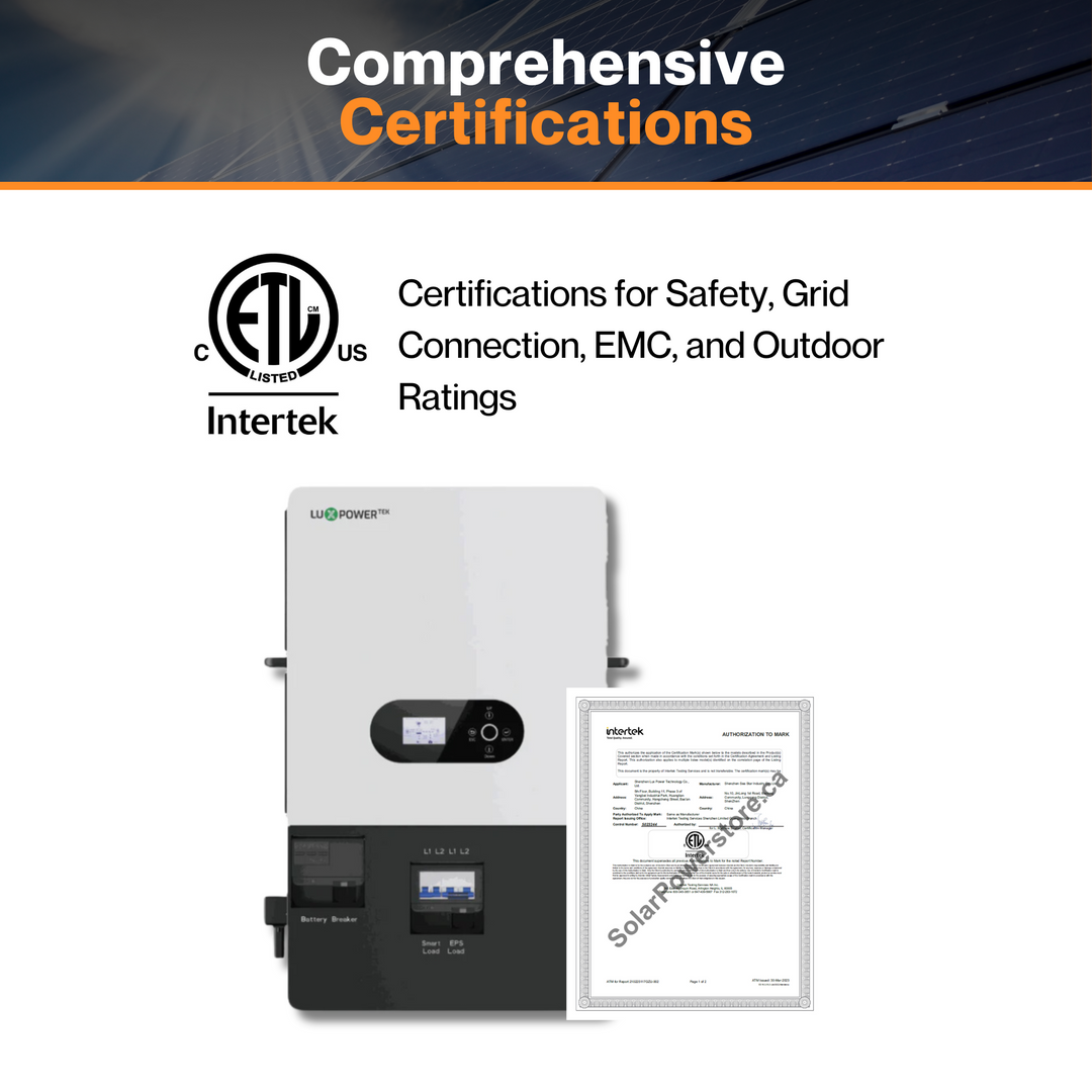 Luxpower Off Grid Split Phase Inverter 12KW(SNA-US-12K) - MPPT Ranges 120V~440V | AFCI Protection | Remote Monitoring | IP20 Rating | UL & CSA Listed