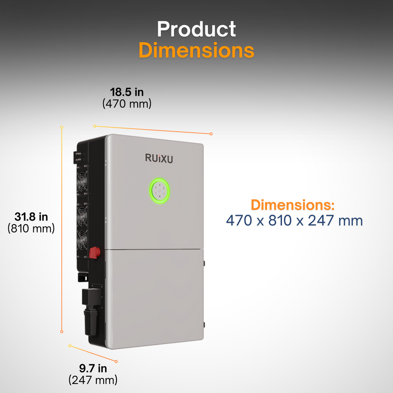 RUiXU RX-12K 12kW Split Phase Hybrid Inverter | UL1741 Certified | 120/240V & 120/208V | Whole Home Backup | Off-Grid & Grid-Tie Compatible | 4 MPPT | IP65 | Generator Ready