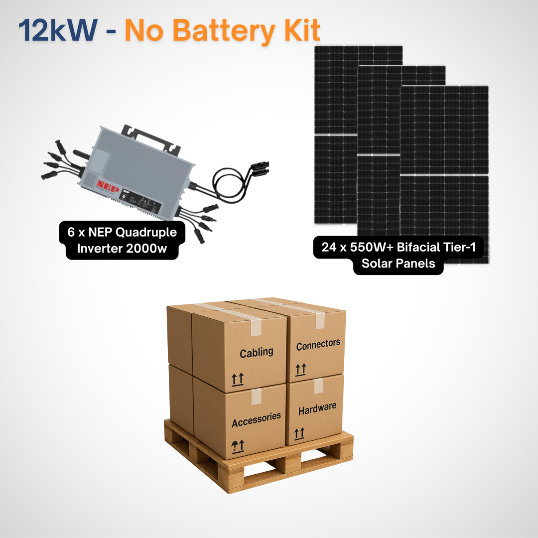 NEP 2000W Microinverters with 550W+ Tier-1 Class Bifacial Solar Panels | Complete Grid Tied Solar Power Kit