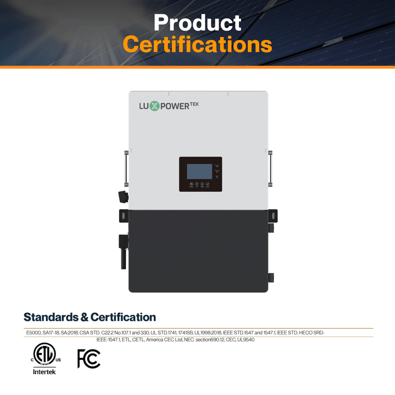 Luxpower LXP-LB-US 10k Hybrid Inverter - 48V 120/240V Split Phase | UL, CEC & CSA Approved