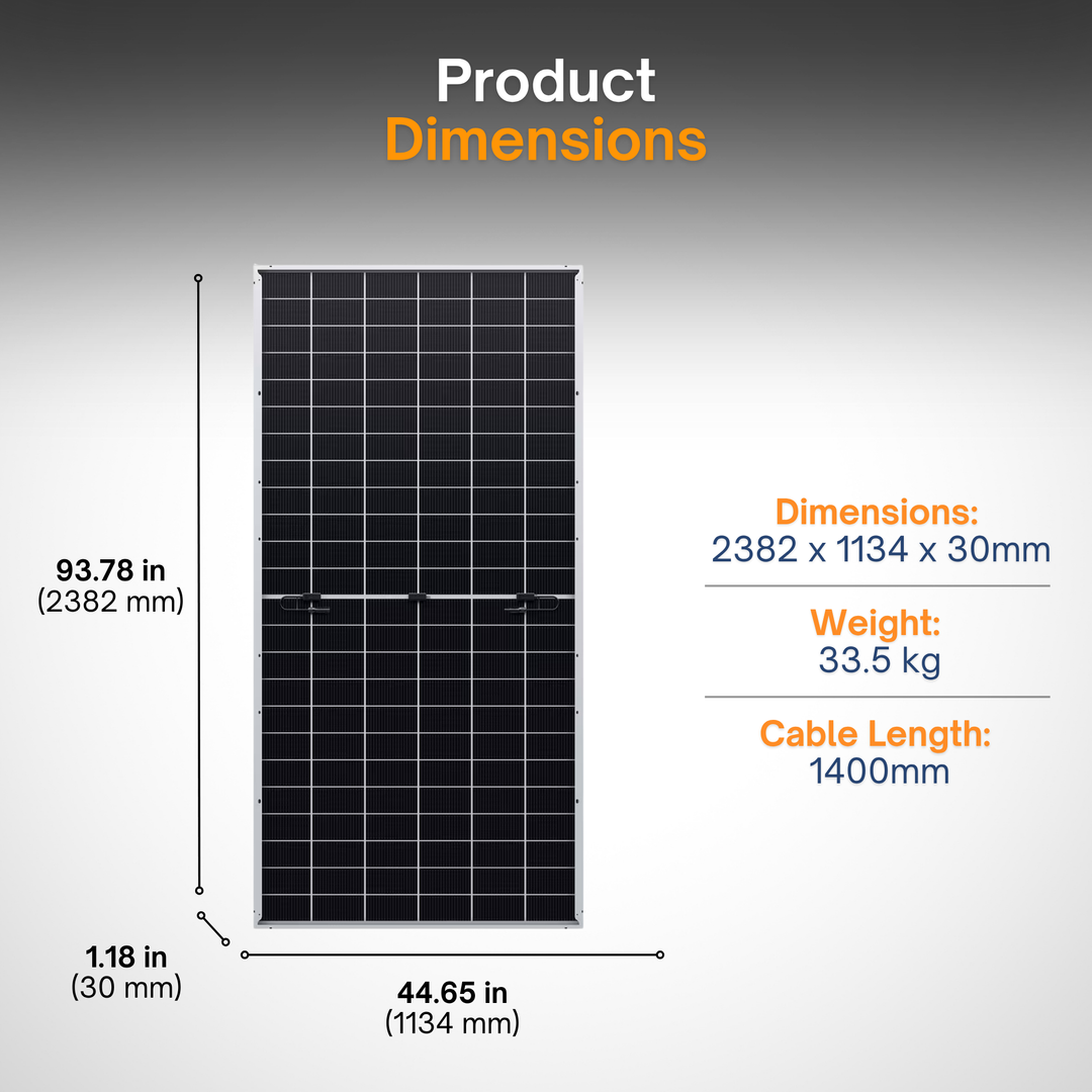 LONGi LR7-72HGD-620M 620W Bifacial Solar Panel | 1400mm cables (Topcon)