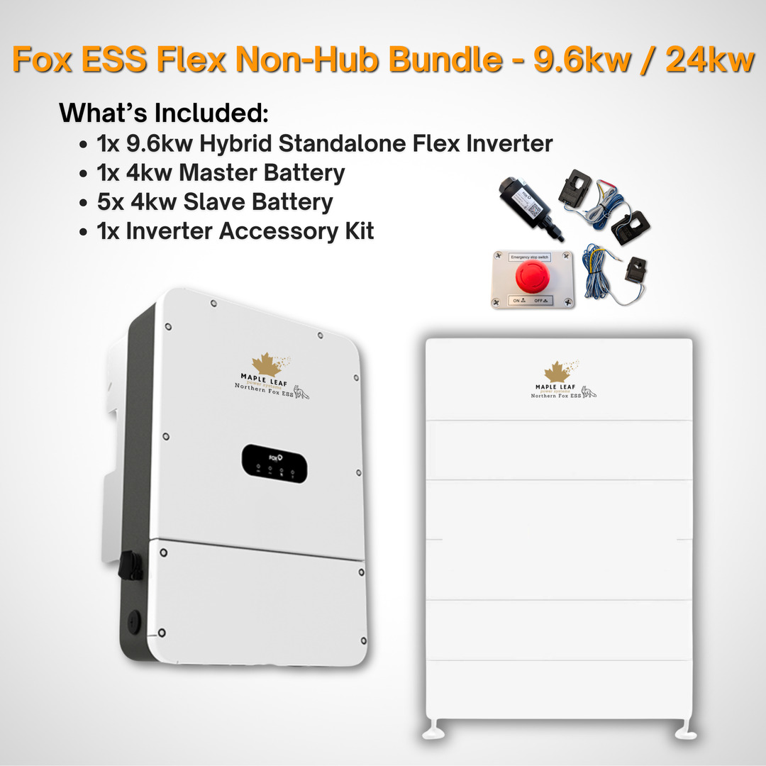 Maple Leaf Northern Fox FLEX Hybrid Solar Inverter & Modular Battery Kits | 9.6kW or 11.4kW Inverter | 8kW to 28kW Expandable Energy Storage System | Optional Fox ESS Hub G2 Smart Energy Management