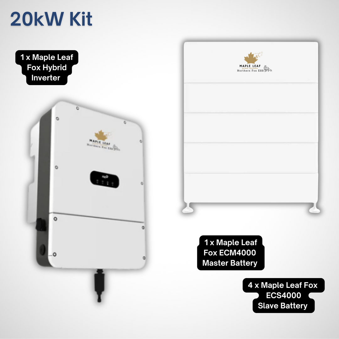 Maple Leaf Northern Fox Solar Battery & 9.6kW Hybrid Inverter Kit | 8kW to 28kW Expandable Energy Storage System