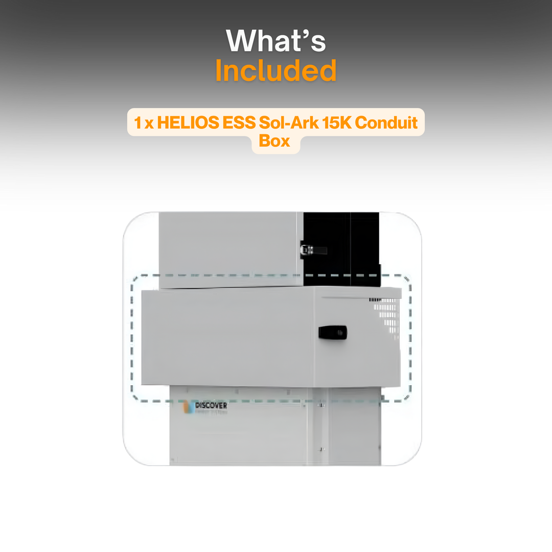 HELIOS ESS Sol-Ark 15K or 18KConduit Box – Secure, Vented, Installer-Friendly Solar Battery Enclosure | Quick Connect, Code-Compliant Inverter Wiring Box for Sol-Ark 15K or 18K Systems | Galvanized Steel, LYNK II Mount, Solar Power Storage Accessory