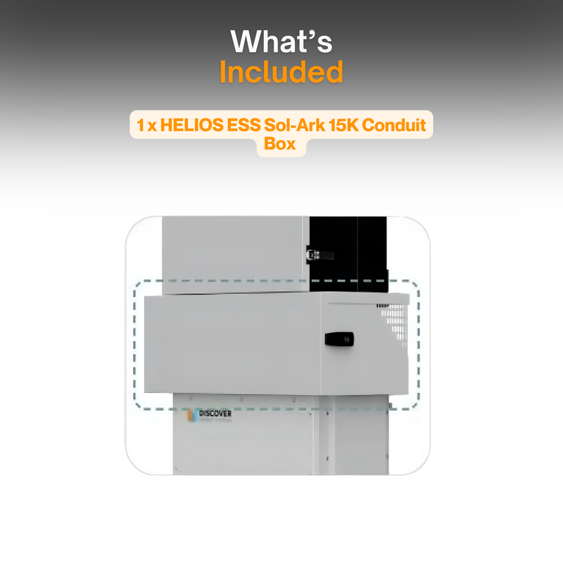 HELIOS ESS Sol-Ark 15K or 18KConduit Box – Secure, Vented, Installer-Friendly Solar Battery Enclosure | Quick Connect, Code-Compliant Inverter Wiring Box for Sol-Ark 15K or 18K Systems | Galvanized Steel, LYNK II Mount, Solar Power Storage Accessory