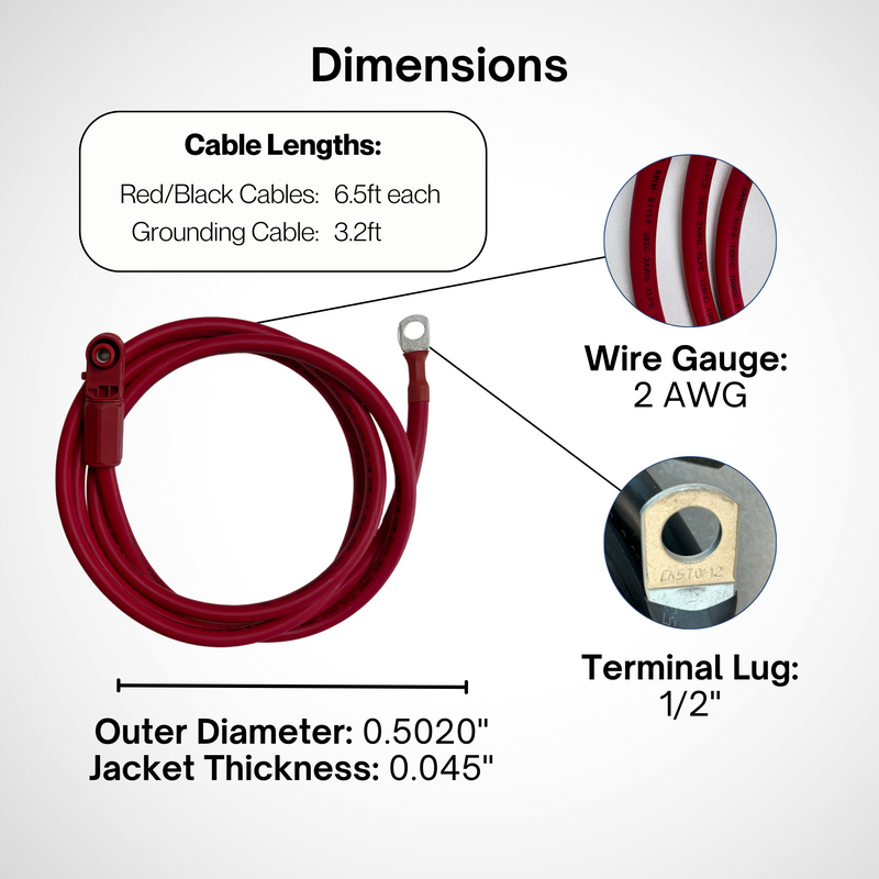 Maple Leaf Beaver Battery 2 AWG Battery Cable Kit (Cables + Grounding)