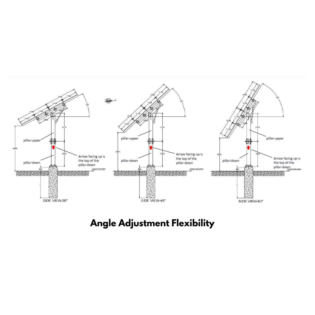 Maple Leaf North Pole Mount - System For 8 Solar Panels |14 Feet Height | W/ Angle Adjustment | PENG Certificate | Fits Panels Up To 600w