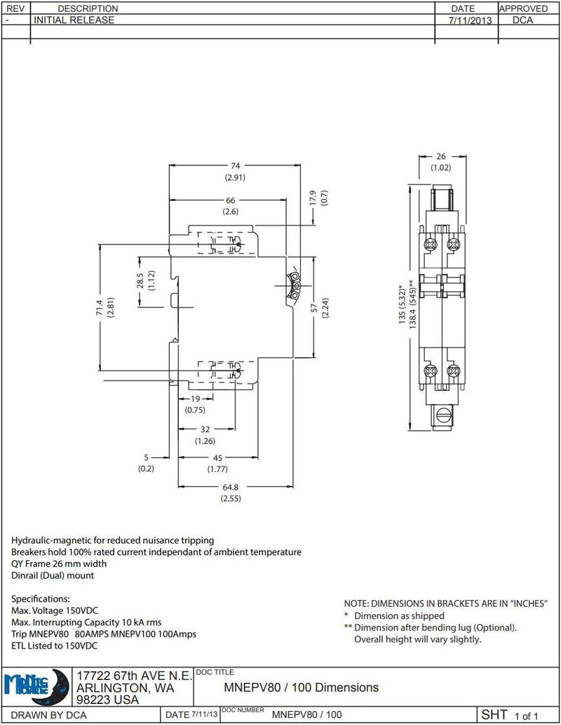 MidNite's Solar 100A Circuit Breakers- MNEPV100