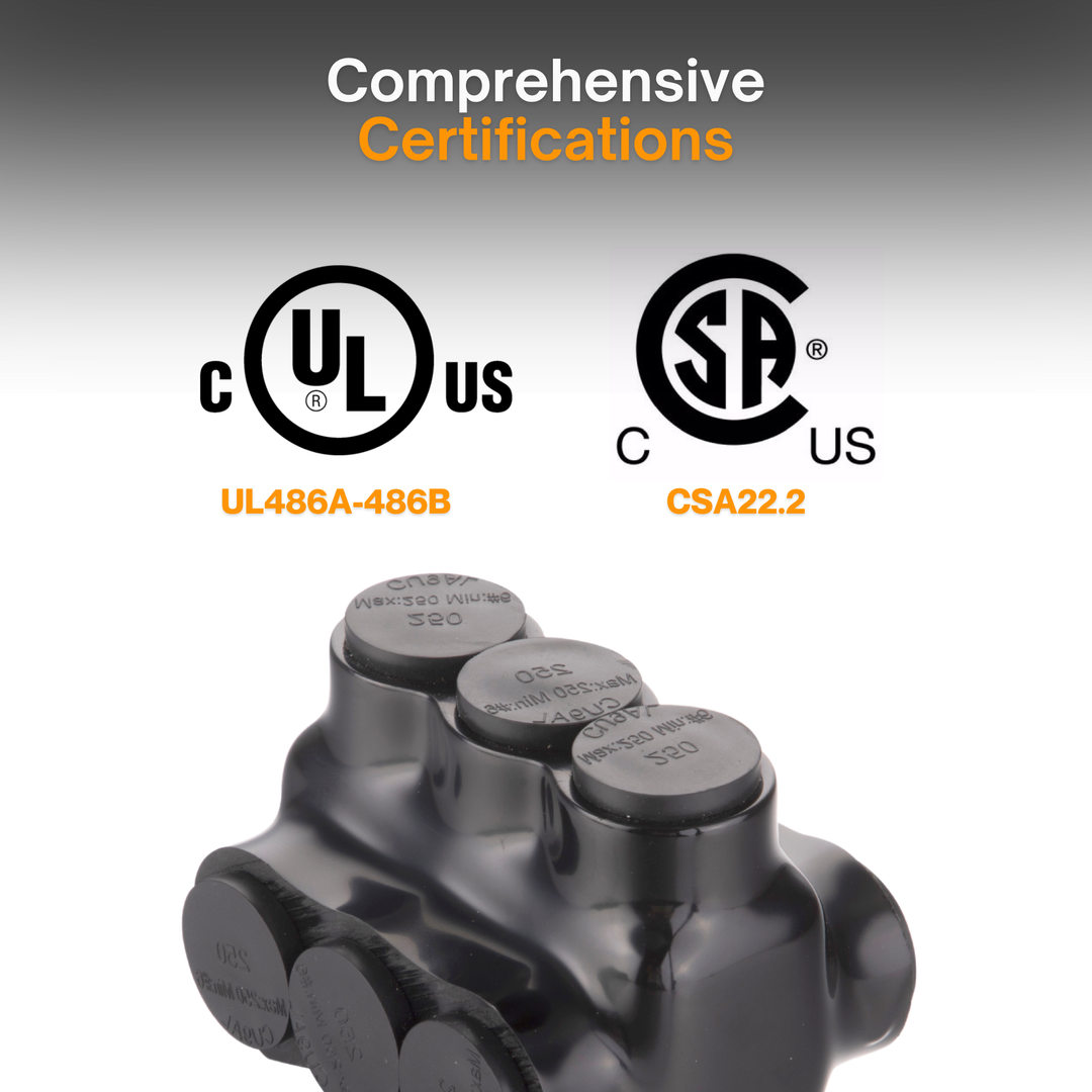 3-Pin High Current Bus Bar Connector | Dual-Sided Threaded, Multi-Cable, Aluminum & Copper Wire Compatible | Solar Panel, Marine & RV Power Systems
