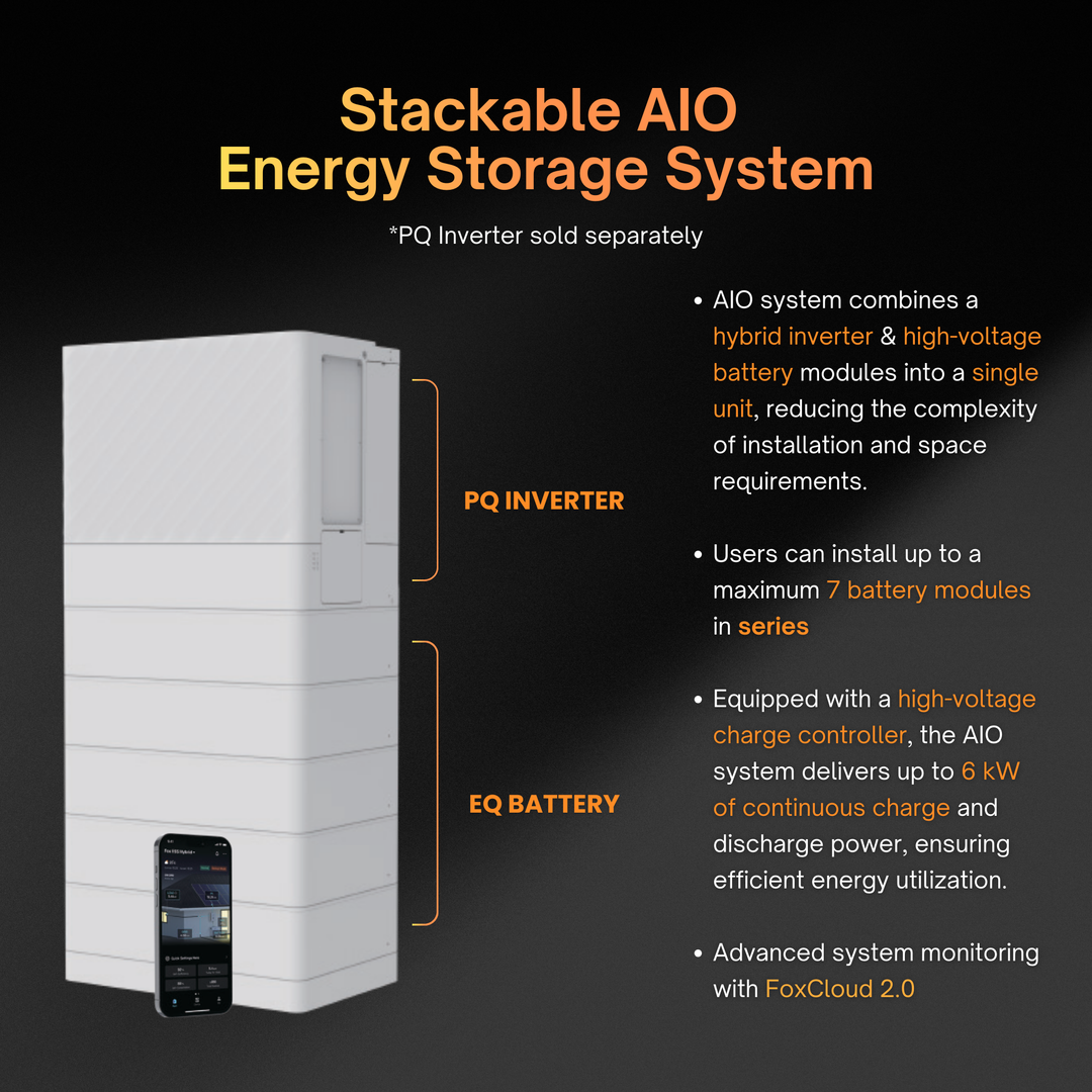 Fox EQ4000 (Flex Version) – 4kWh High Voltage Lithium Battery | For Fox AIO (All-in-One) System | Residential & Commercial Solar Applications