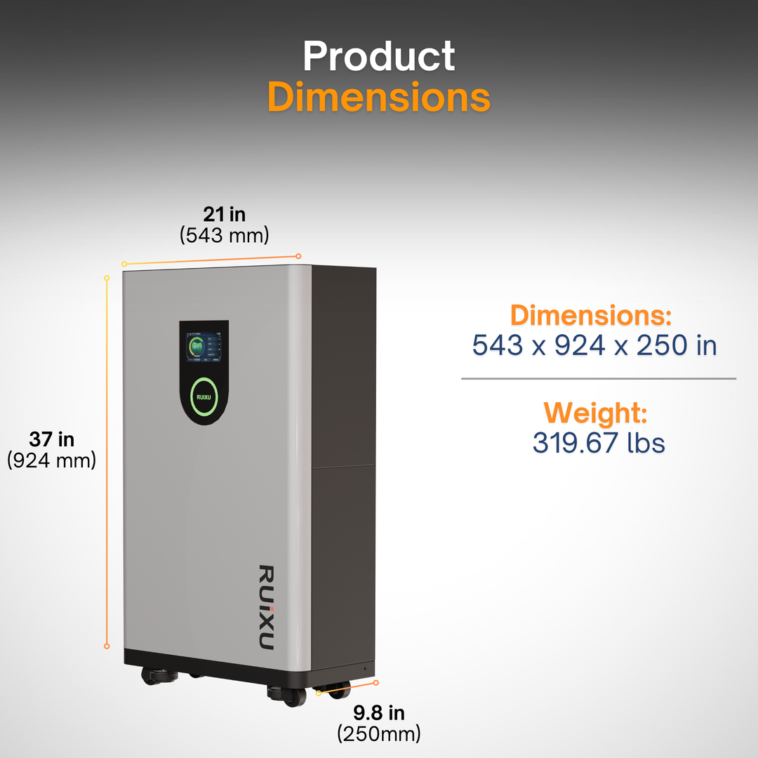 RUiXU Lithi2-16 16kWh LiFePO4 Battery | 51.2V 314Ah | Whole House Battery Backup | UL1973 UL9540A | Solar Battery Storage for Home | Off-Grid Power System | Outdoor Wall Mount & Mobile Design