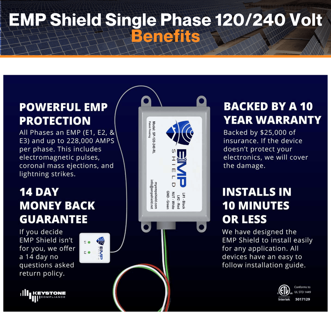 EMP Shield Single Phase 120/240 Volt - Home EMP | Lightning Protection Plus CME Defense | W/ Concealed Model | Remote LED