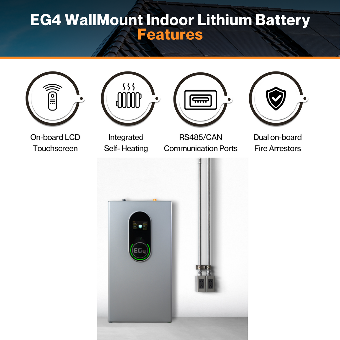 EG4 14.3kWh Wall Mount Indoor Lithium Battery - 51.2V 280Ah | Built-in 200A BMS | Self-Heated | Fire Arrestors | IP20 Ratings | UL Certified