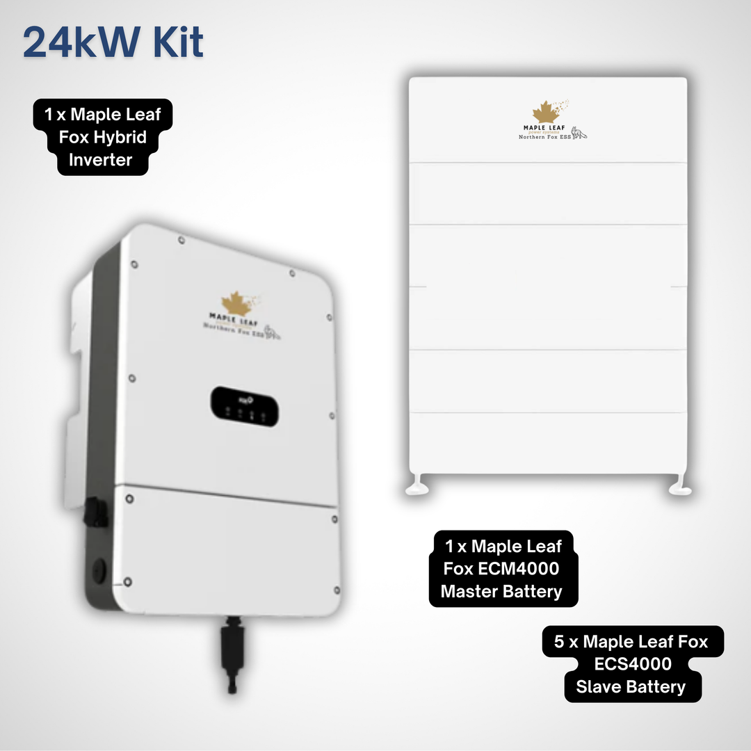 Maple Leaf Northern Fox Solar Battery & 9.6kW Hybrid Inverter Kit | 8kW to 28kW Expandable Energy Storage System