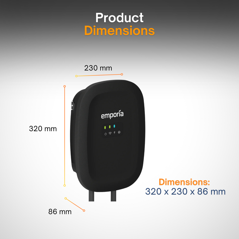 Emporia Level 2 EV Charger | Dual CCS & NACS Connectors | Hardwired or NEMA 14-50 | Black or White | Smart Load Management for Home EV Charging