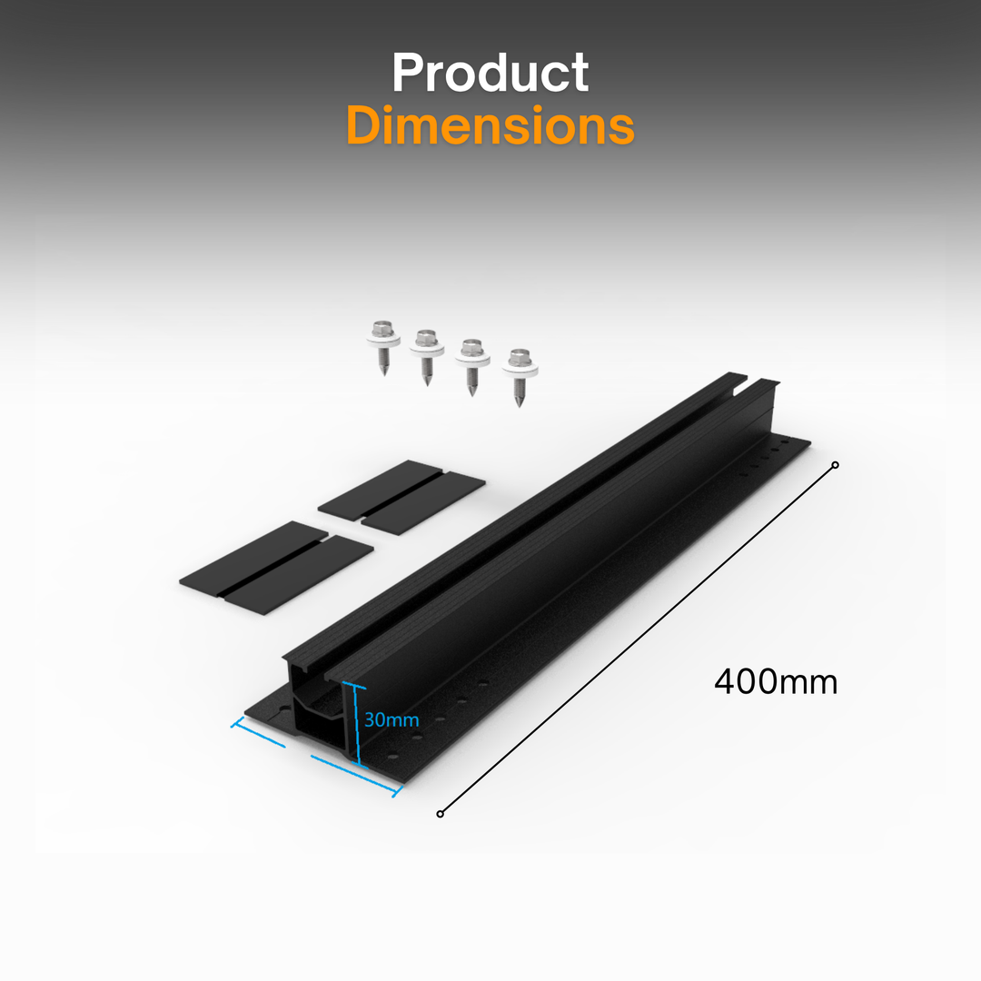Maple Leaf Black Fast Install Mini-Rail Set 400mm (4 Screws + 4 Pads)