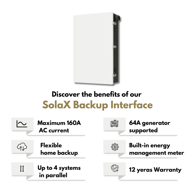 SolaX Backup Interface - 160A AC Current | Flexible Home Backup |4 Systems In Parallel | UL1741, CSA 22.2 NO.107 Certified