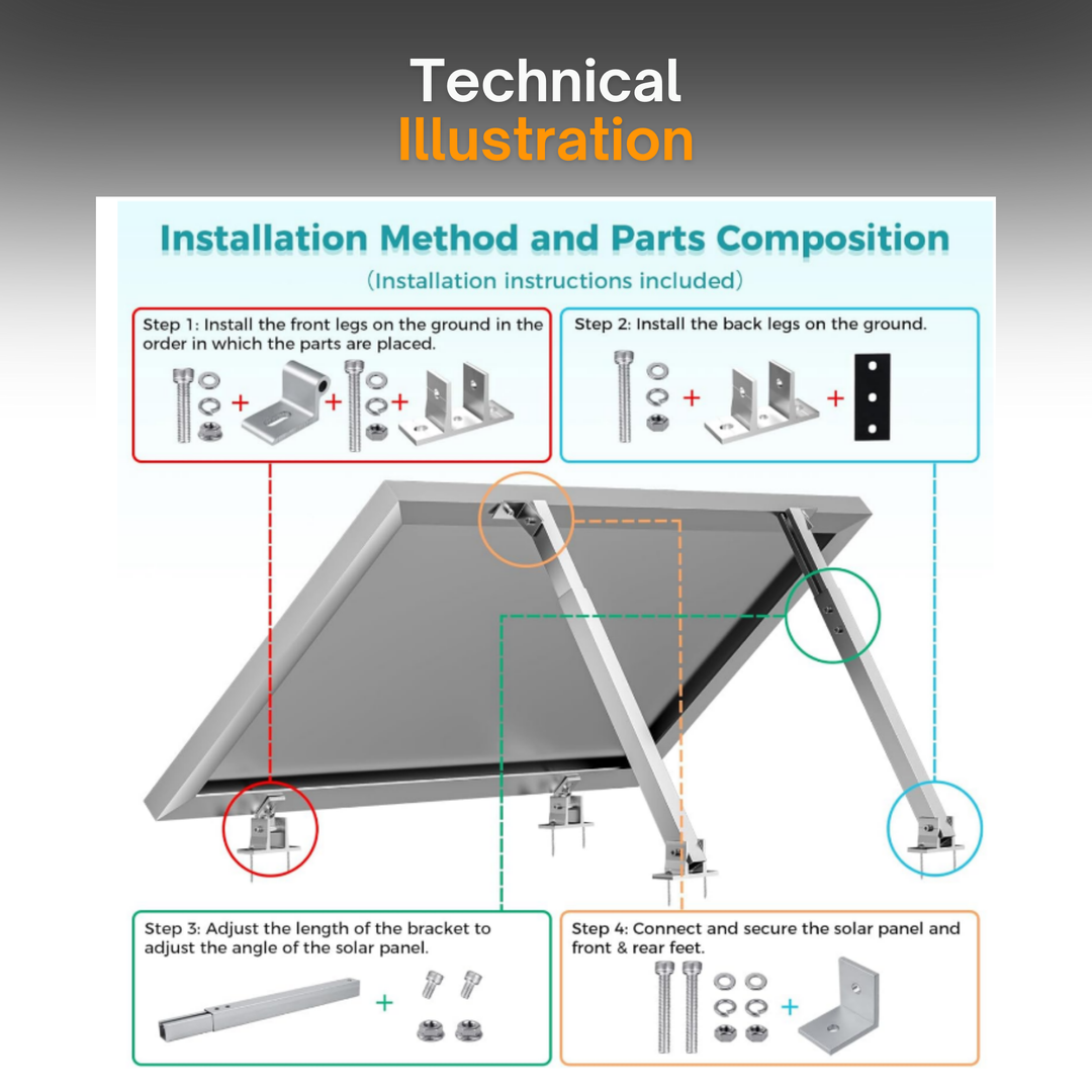 Maple Leaf Solar Panel Mounting Kit | 15–30° Adjustable Tilt Brackets for RV, Roof & Off-Grid Use |  Heavy-Duty Aluminum, Waterproof, Easy Install