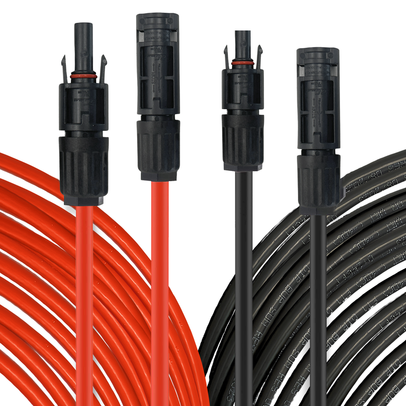 Solar Panel Wire Extension - Pre Attached MC4s | 10awg Tinned Copper Wire | In 10ft, 20ft, 30ft, 50ft Cuts | CSA Approved | 40Ah Ratings