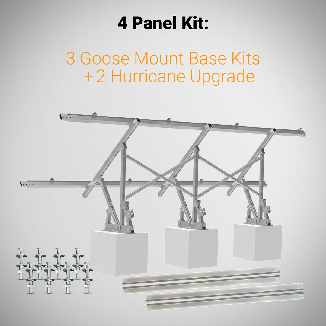 Maple Leaf Goose Ground Mount Bundles | Angle-Adjustable Solar Power Ground Mount Base Kits with Hurricane Upgrades | Bundles for 3, 4, and 6 Solar Panels