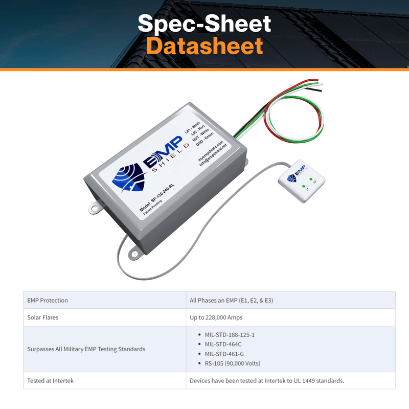 EMP Shield Single Phase 120/240 Volt - Home EMP | Lightning Protection Plus CME Defense | W/ Concealed Model | Remote LED