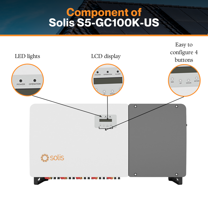 Solis (S5-GC100K-US-APST) 100kW 1000Vdc Three Phase Inverter - Operating Temperature (-30°C ~ +60°C ) | UL 1741 SA And SB Certified