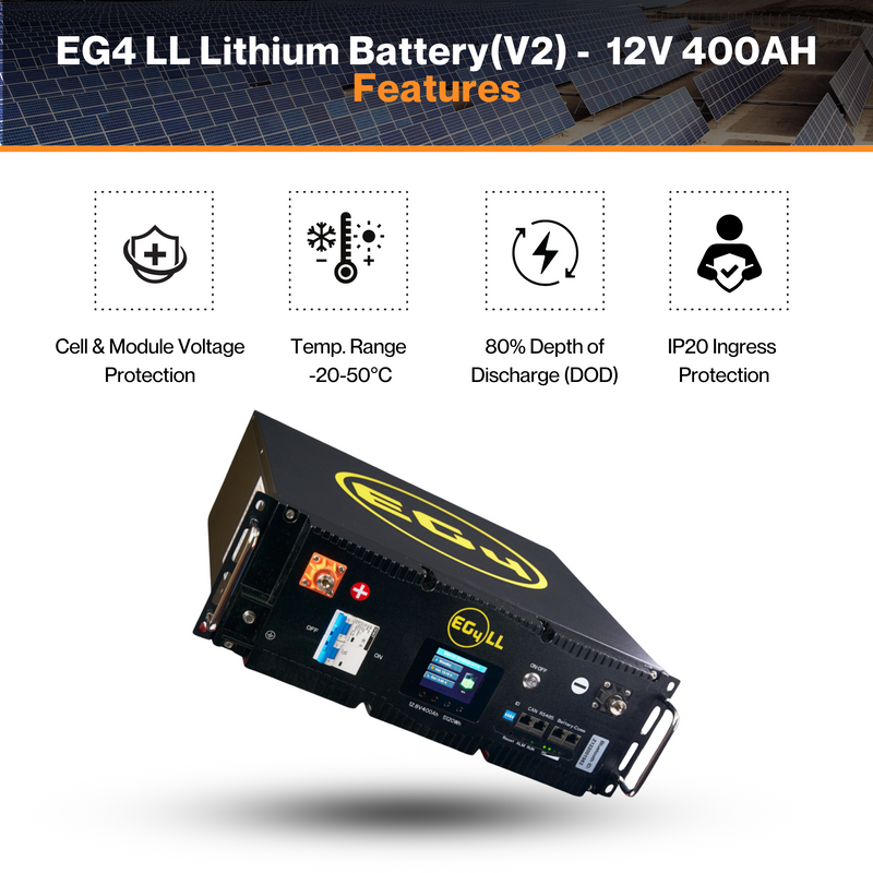 EG4 LL Lithium Server Rack Battery (V2) - 12V 400AH | LiFePo4 16-Cell | 200A BMS | W/ Fire Arrestors | 16 Batteries Parallel | 80% DOD | IP20 Ratings