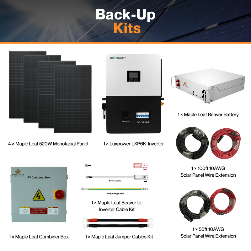 Luxpower SNA-US-6K (Bundle) Kits - Maple Leaf 520W Panels | 48v 100Ah Beaver Battery | Solar Power Kits for House, Cabin & Off-Grid