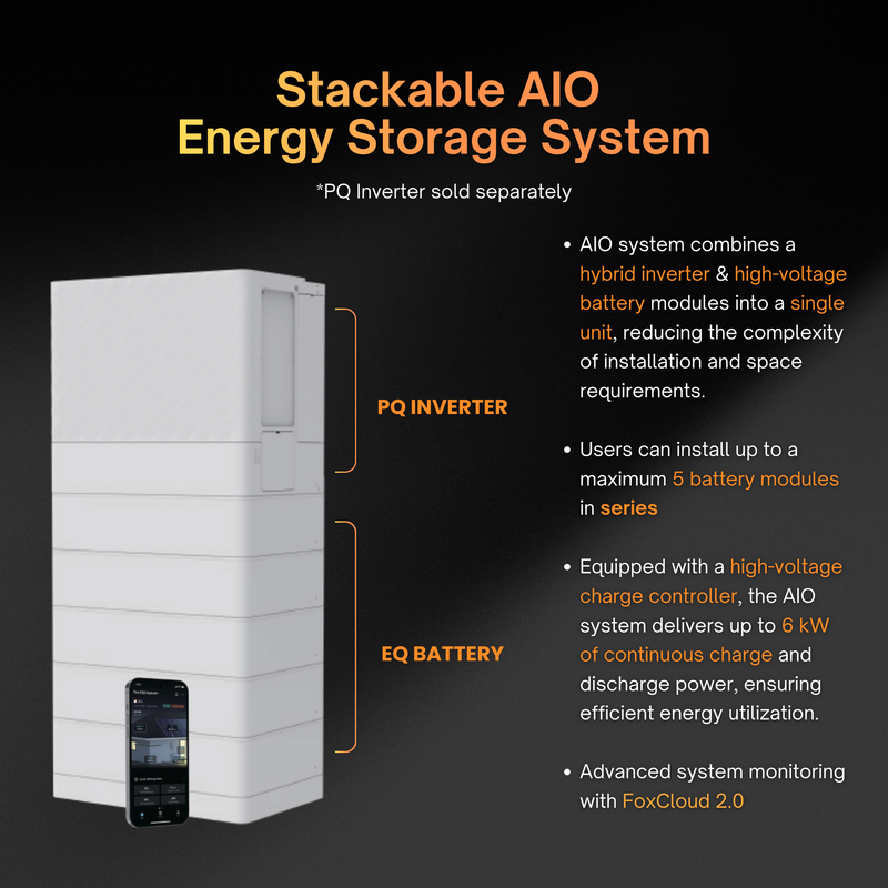 Fox EQ4000 – 4kWh High Voltage Lithium Battery | For Fox AIO (All-in-One) System | Residential & Commercial Solar Applications