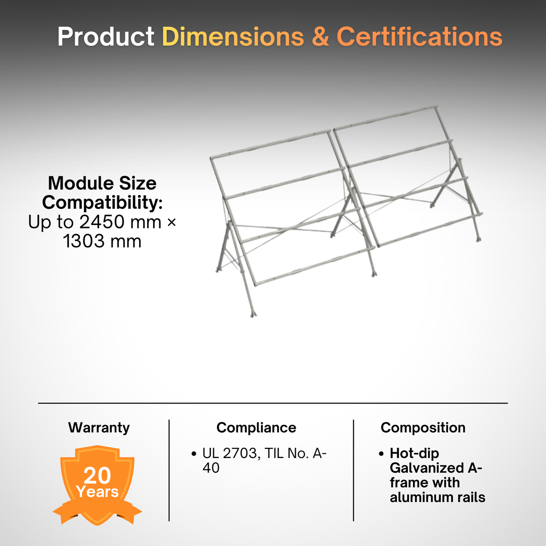 Kinetic Season Adjustable Solar Ground Mount Gen 3 | Heavy-Duty Galvanized Steel & Aluminum Solar Panel Racking System | 0°–60° Adjustable Tilt | CSA & UL Certified | All-Season Ground Mount Kit