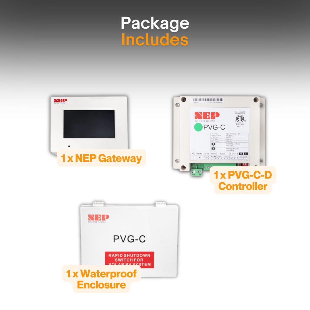 NEP PVG-O Rapid Shutdown Kit | Solar Rapid Shutdown Enclosure, IP65 Rated, Transmitter