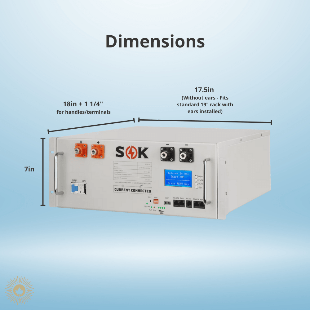 SOK Battery - 100Ah 48v | User-Serviceable | LiFePO4 Server Rack Battery | UL 1973 & UL9540A Certified