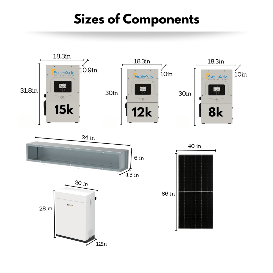 Sol-Ark 15K Hybrid Inverter Solar Kit | Pytes Energy 48V 100AH EBOX | Roof or Ground Mount Options