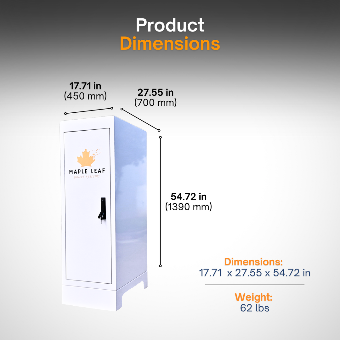 Maple Leaf Mountie - Safe Outdoor Battery Cabinet | Insulated Waterproof Steel Enclosure for Server Rack & Solar Power System Batteries | IP65 Rated Battery Power Outdoor Cabinet