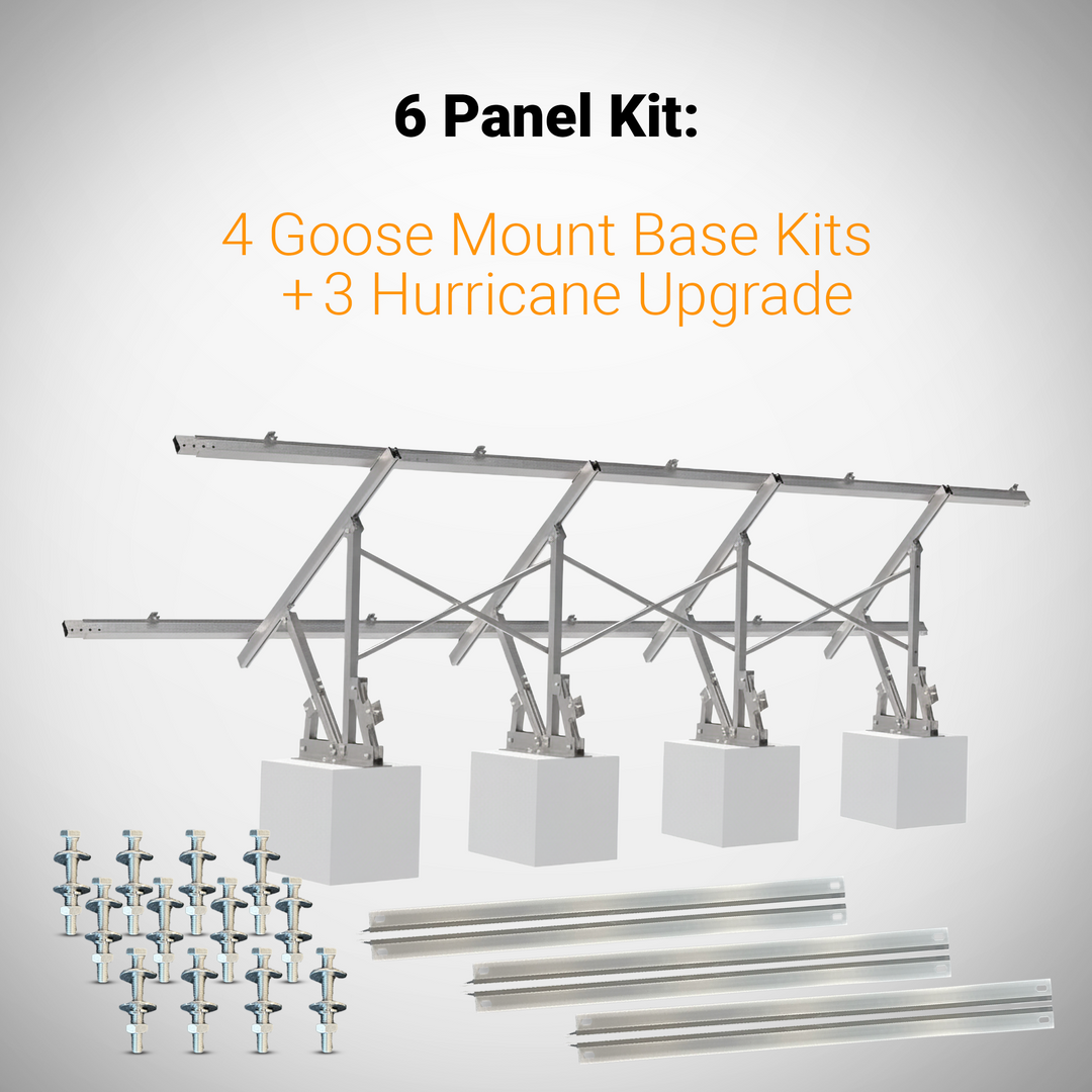 Maple Leaf Goose Ground Mount Bundles | Angle-Adjustable Solar Power Ground Mount Base Kits with Hurricane Upgrades | Bundles for 3, 4, and 6 Solar Panels