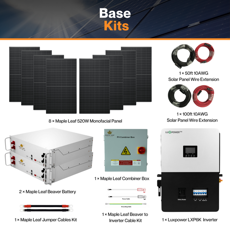 Luxpower SNA-US-6K (Bundle) Kits - Maple Leaf 520W Panels | 48v 100Ah Beaver Battery | Solar Power Kits for House, Cabin & Off-Grid