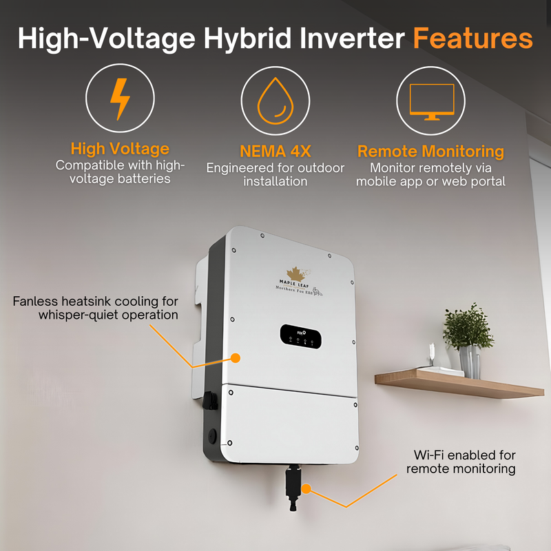 Maple Leaf Northern Fox Solar Battery & 9.6kW Hybrid Inverter Kit | 8kW to 28kW Expandable Energy Storage System