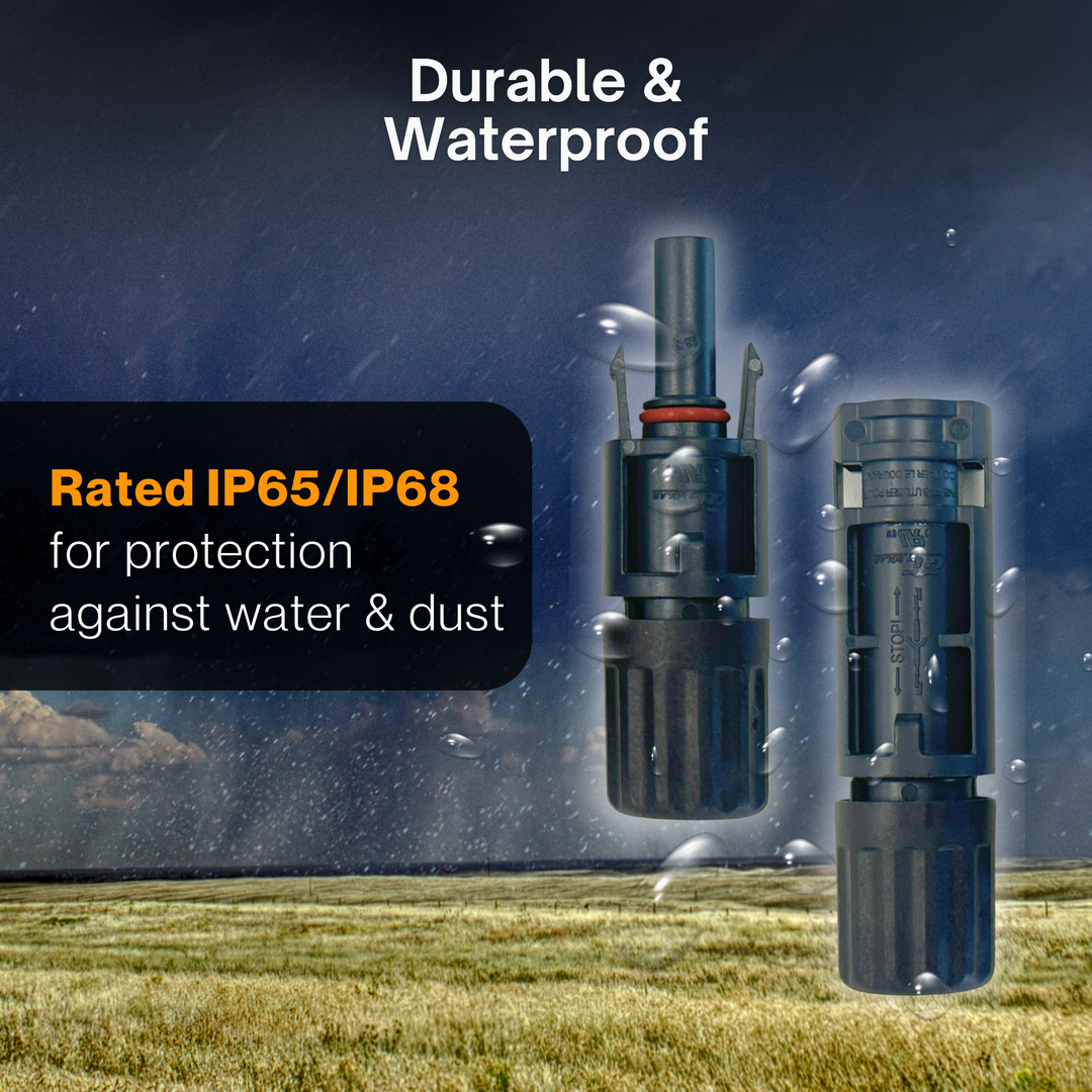 MC4 Solar Connectors – UL & TÜV Certified | IP68 Waterproof PV Cable Connectors (6 Pack / 10 Pack)