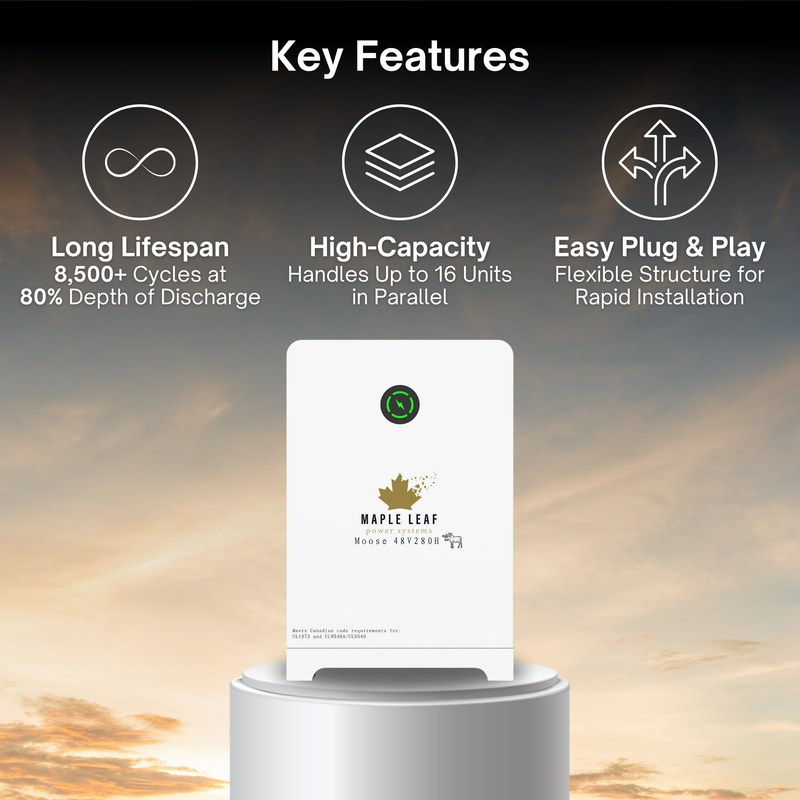 Luxpower 18Kpv Solar Inverter & Maple Leaf 48V280AH [Heated] Battery Pack - Hybrid & Off-Grid Solar Inverter ESS Battery Solution | UL9540A, UL9540 Certified