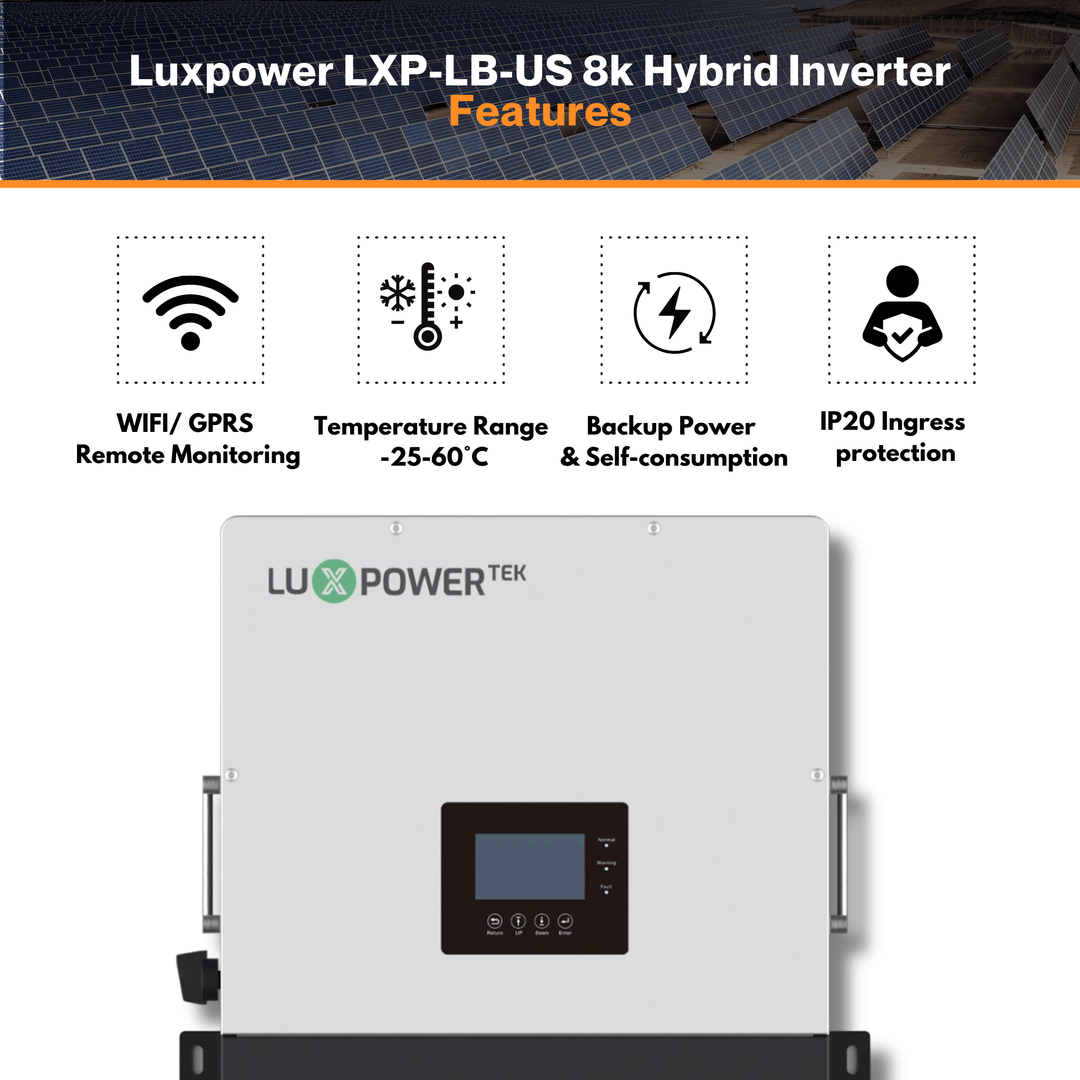 Luxpower LXP-LB-US 8k Hybrid Inverter - 48V 120/240V Split Phase | UL, CEC & CSA Approved