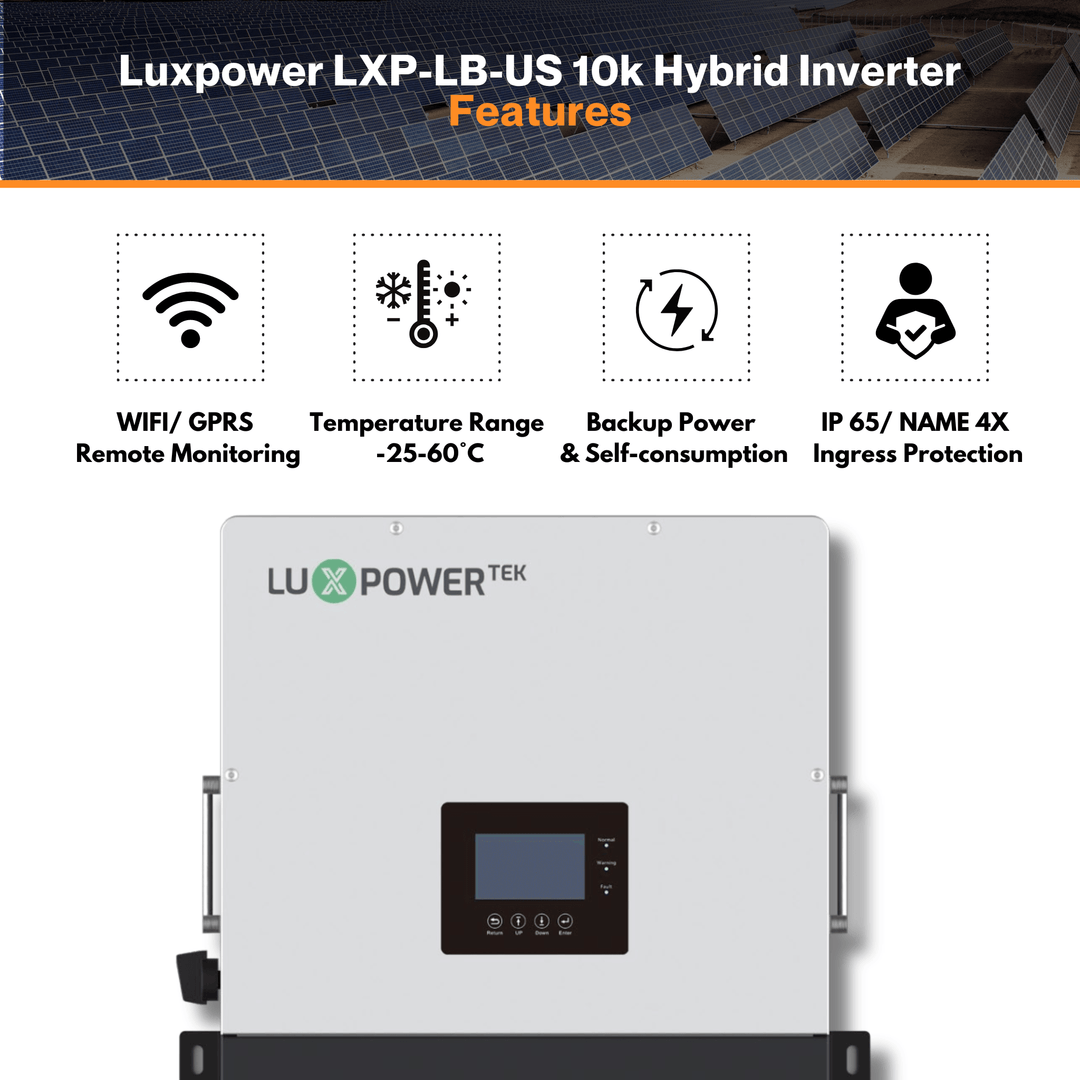 Luxpower LXP-LB-US 10k Hybrid Inverter - 48V 120/240V Split Phase | UL, CEC & CSA Approved