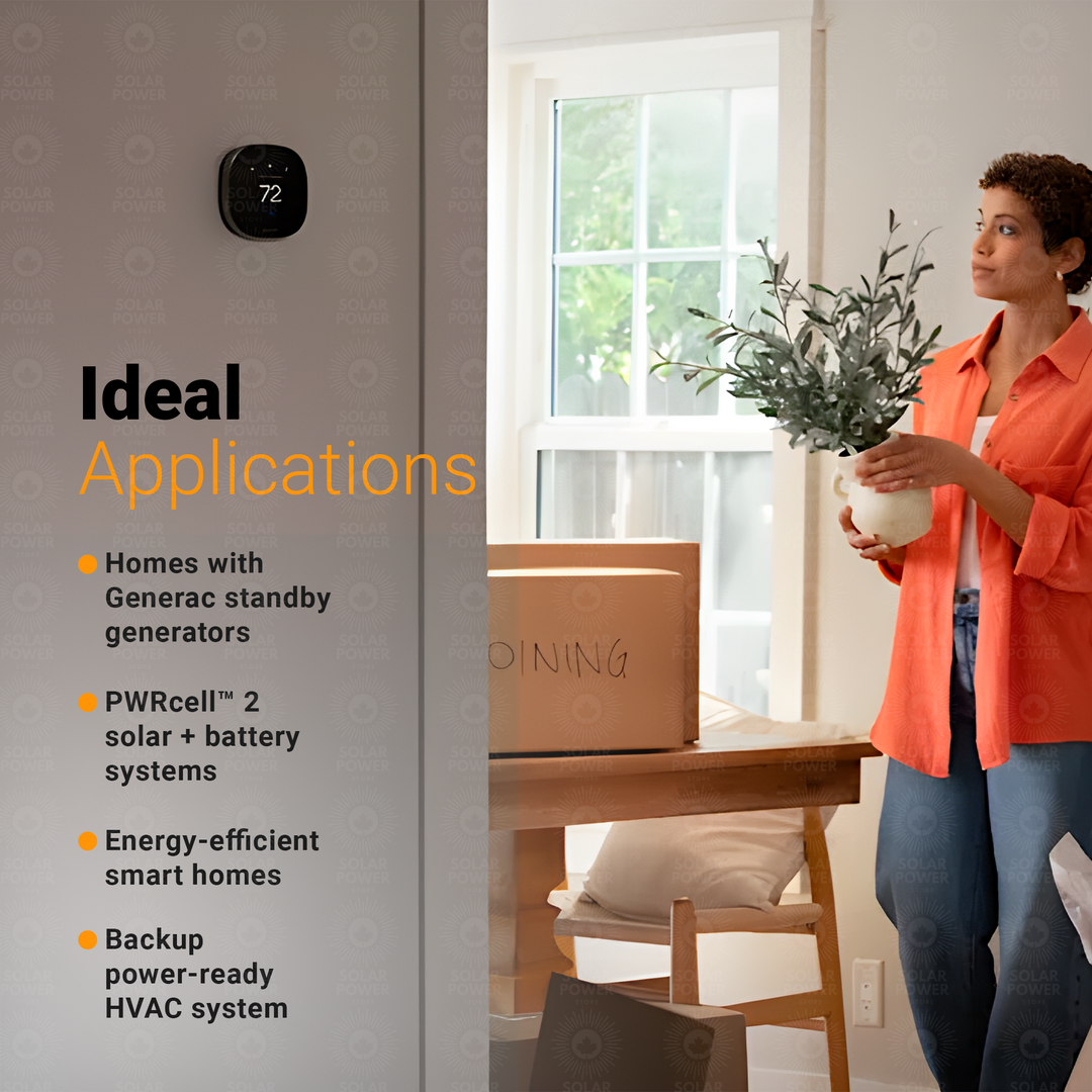 ecobee® by Generac Smart Thermostat 7364 | ENERGY STAR® Wi-Fi Thermostat | HVAC Energy Manager | Generator & PWRcell™ 2 Integrated | 4” Touchscreen | Smart Home Compatible | Backup Power Optimized