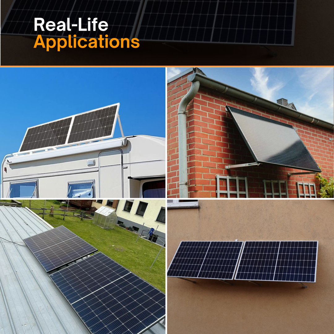 Maple Leaf Solar Panel Mounting Kit | 15–30° Adjustable Tilt Brackets for RV, Roof & Off-Grid Use |  Heavy-Duty Aluminum, Waterproof, Easy Install