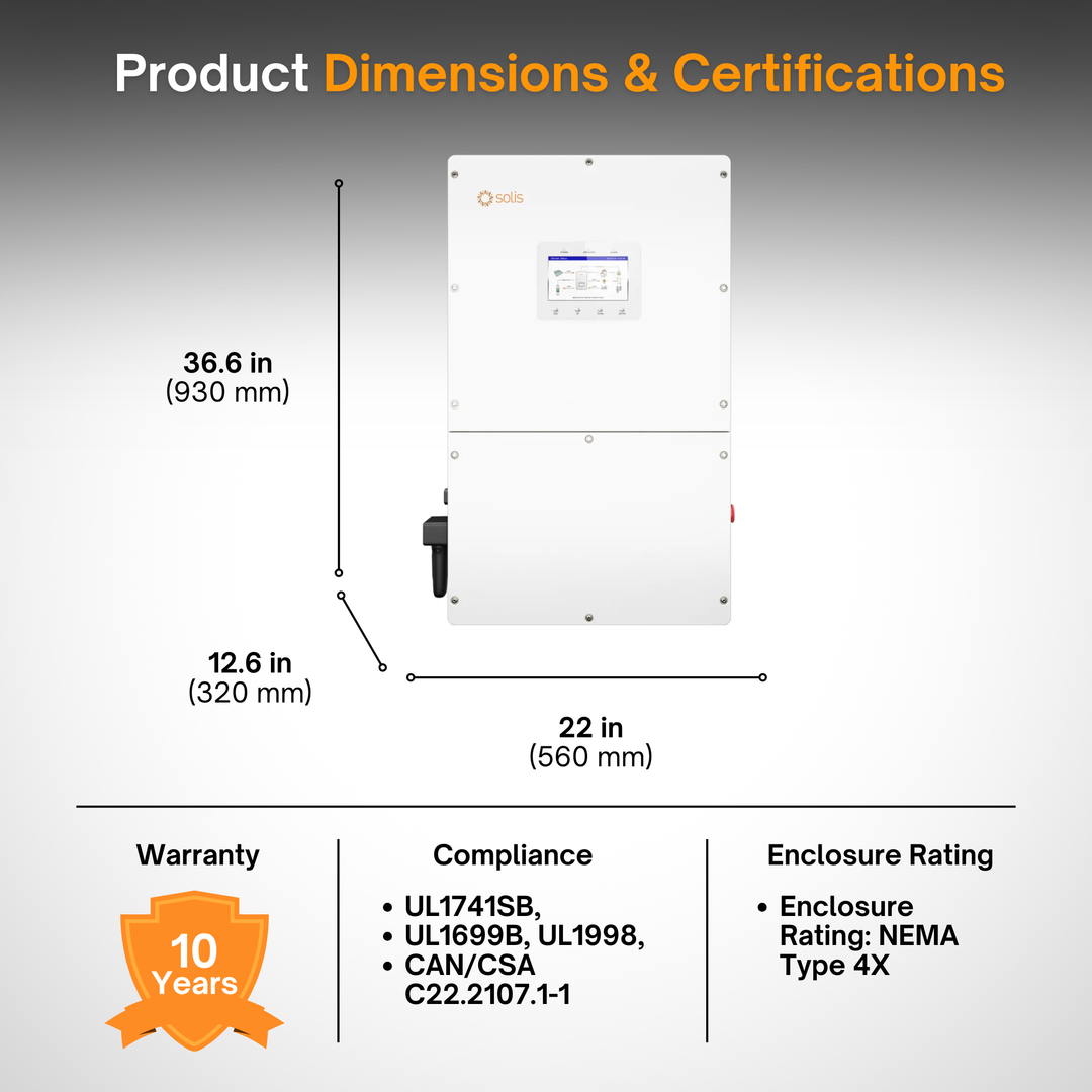 Solis S6-EH3P60K-NV-YD-H-US Three-Phase Hybrid Energy Storage Solar Power Inverter – 60kVA | 480VAC| Commercial & Industrial Solar + Battery System