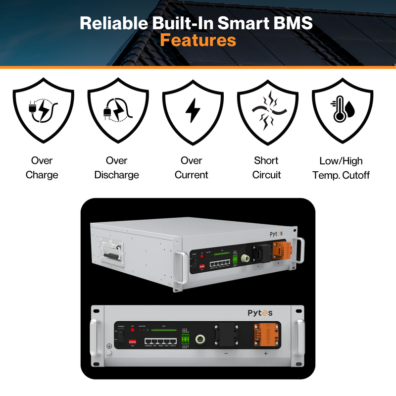 Pytes V5 5.12kWh 100Ah 48V LiFePO4 Solar Battery | 300A Scalable | 80% DoD | Self-Heated | Smart BMS | Remote Monitoring | UL9540 & UL1973 Certified