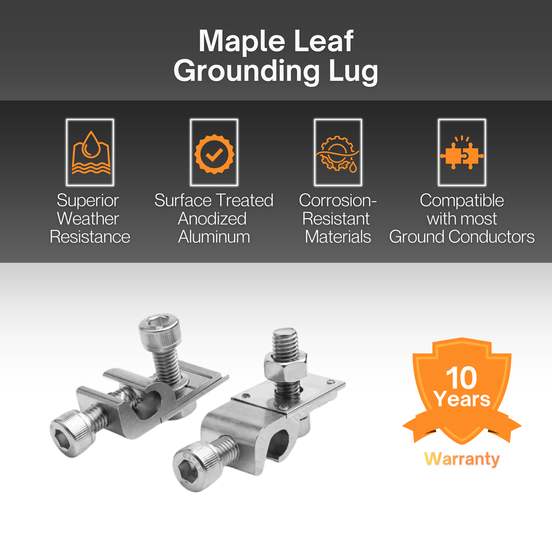 Maple Leaf Roof Mount Kits for Solar Panels | 7’8” Black Rails, Mid Clamps, Rail Connectors, T-Foots & Grounding Kit | Lightweight Aluminum 6005-T5 | Certified Solar Racking Hardware