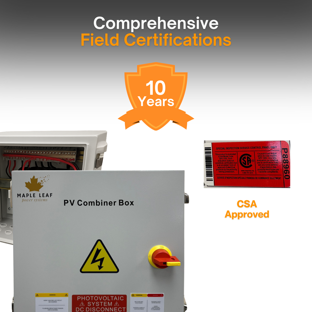 Maple Leaf Solar Combiner Box - 600 VDC Disconnect Box 2-In 2-Out | W/ Surge Protection | IP65 Waterproof & Lightning Arrester