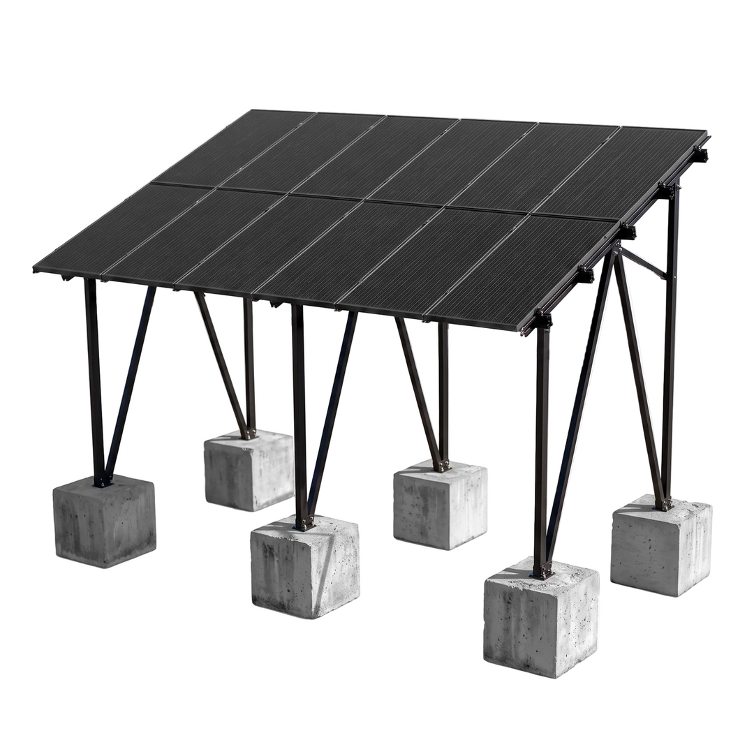Maple Leaf Heavy-Duty 12-Panel Solar Carport Mounting System | 2x6 Solar Panel Array