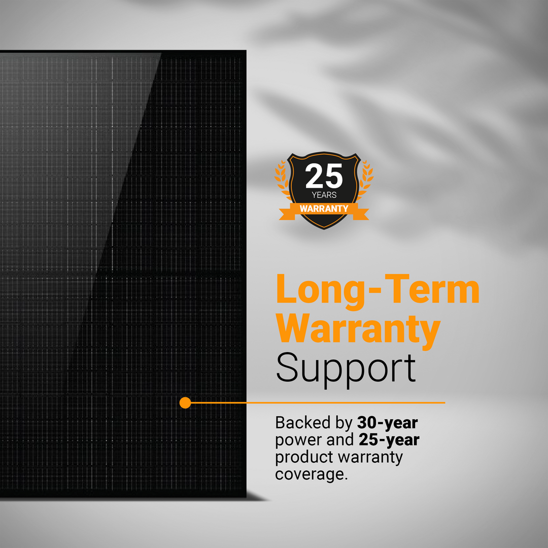 LONGi LR8-54HGBB-500M 500W Bifacial All-Black Solar Power Panel | Pallet of 36 Panels | N-Type Cells | 1200mm cables